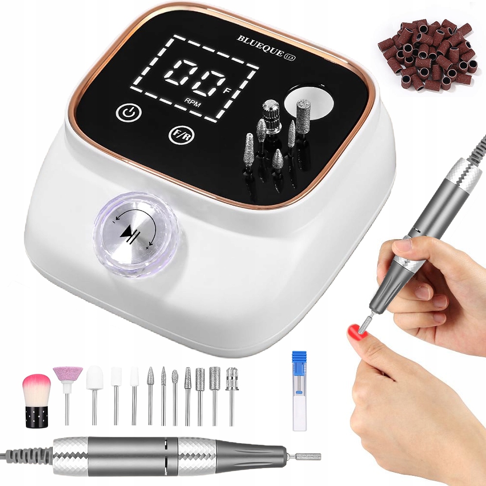 Profesionální bruska na nehty Led 45000RPM, sada 11 nástavců