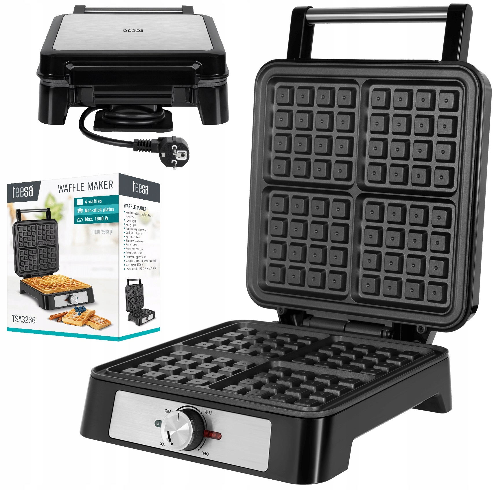 GOFROWNICA TEESA PRO 4 GOFRY REGULACJA MOCY INOX MOCNA 1600W