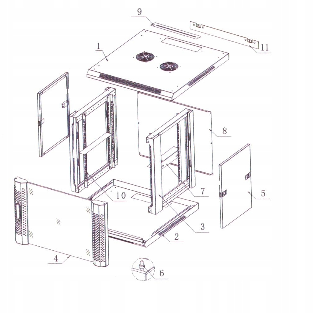 SZAFA RACK GETFORT 19 CALI 9U 600X450 WISZĄCA Producent getfort