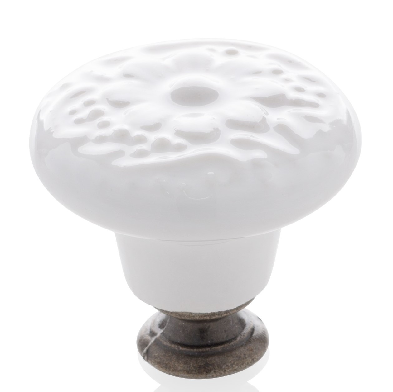 

Gałka Meblowa Porcelana Żłobiona biała 34 mm