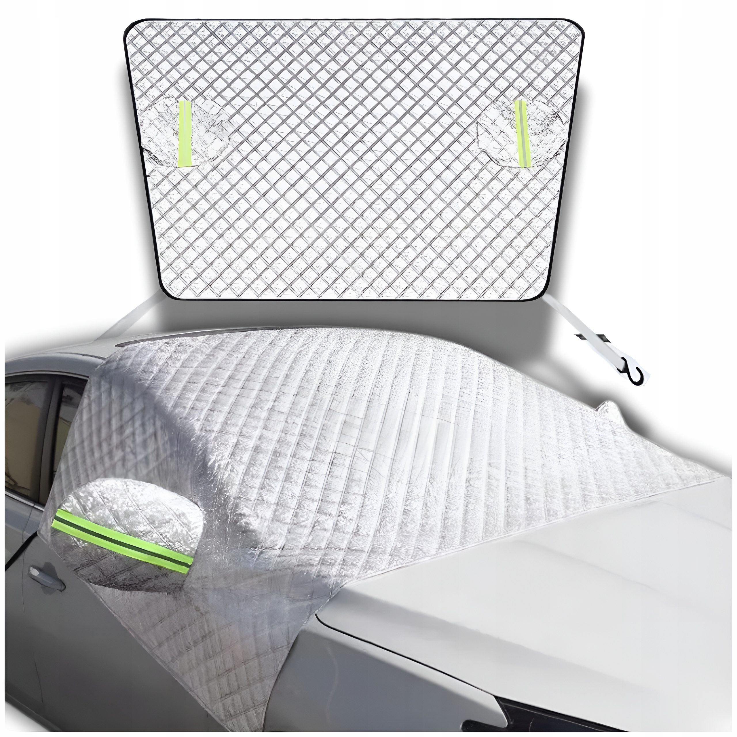 OSŁONA PRZECIWSŁONECZNA MATA NA SZYBĘ SAMOCHODU LUSTERKA Z ODBLASKAMI DUŻA