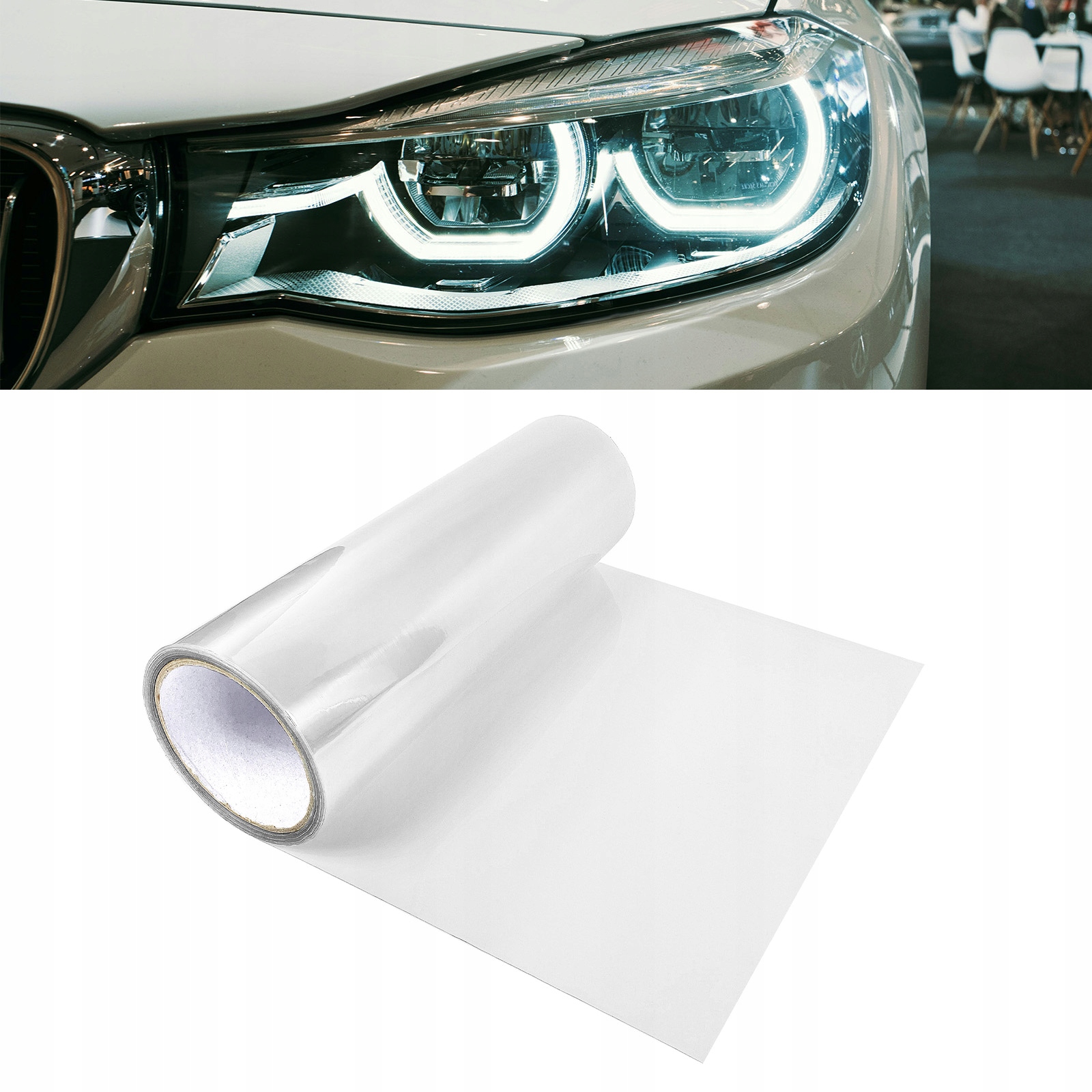 Bezbarvá Samolepicí polymerová Fólie pro ochranu světlometů