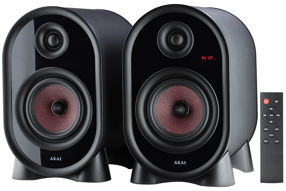 Akai AHS-500A aktivní stereo reproduktory s Bt 2×25W Rms MP3 Wma Wav Ape Flac