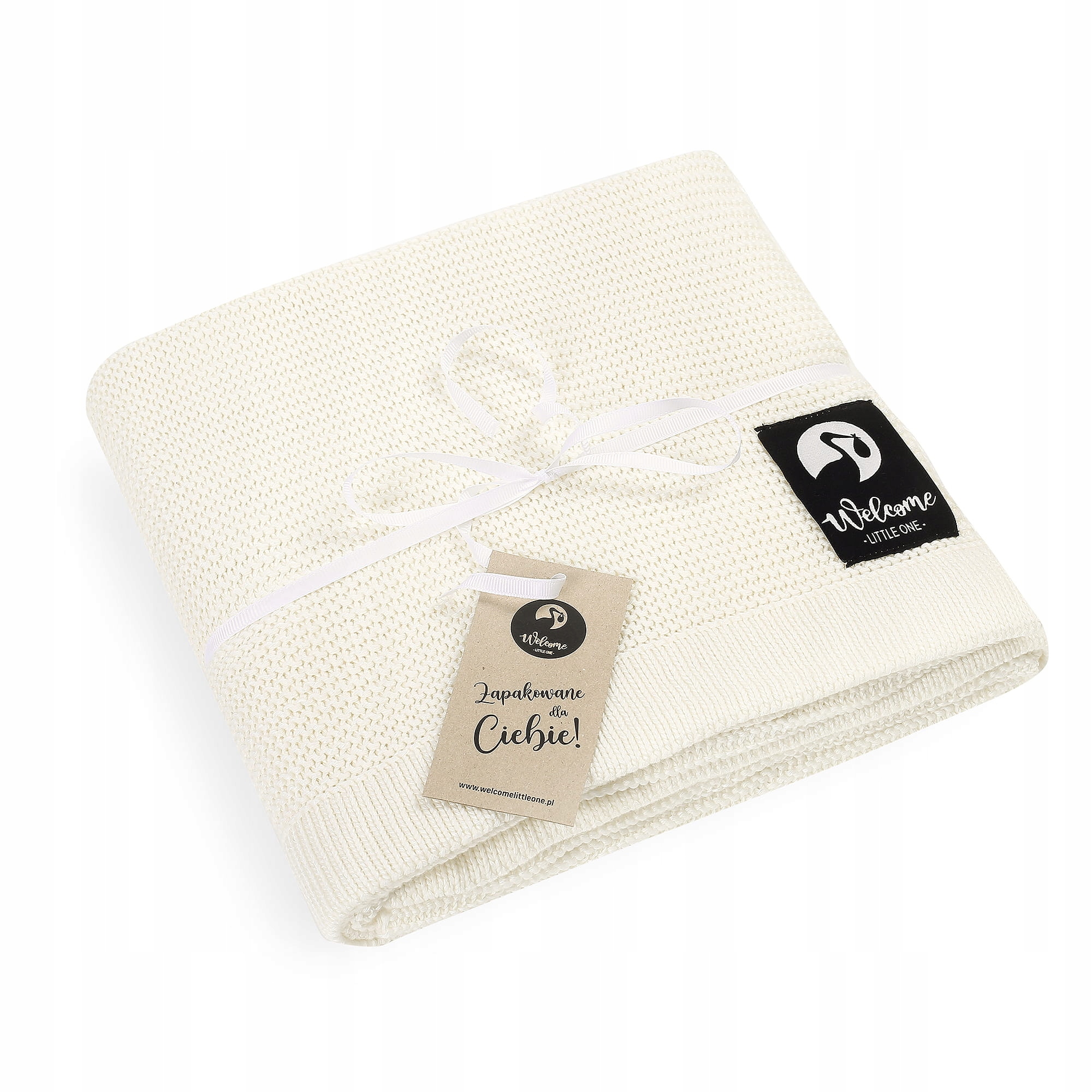 KOCYK KOC BAMBUSOWY BAWEŁNIANY DZIECIĘCY DLA DZIECKA ECRU 80x100