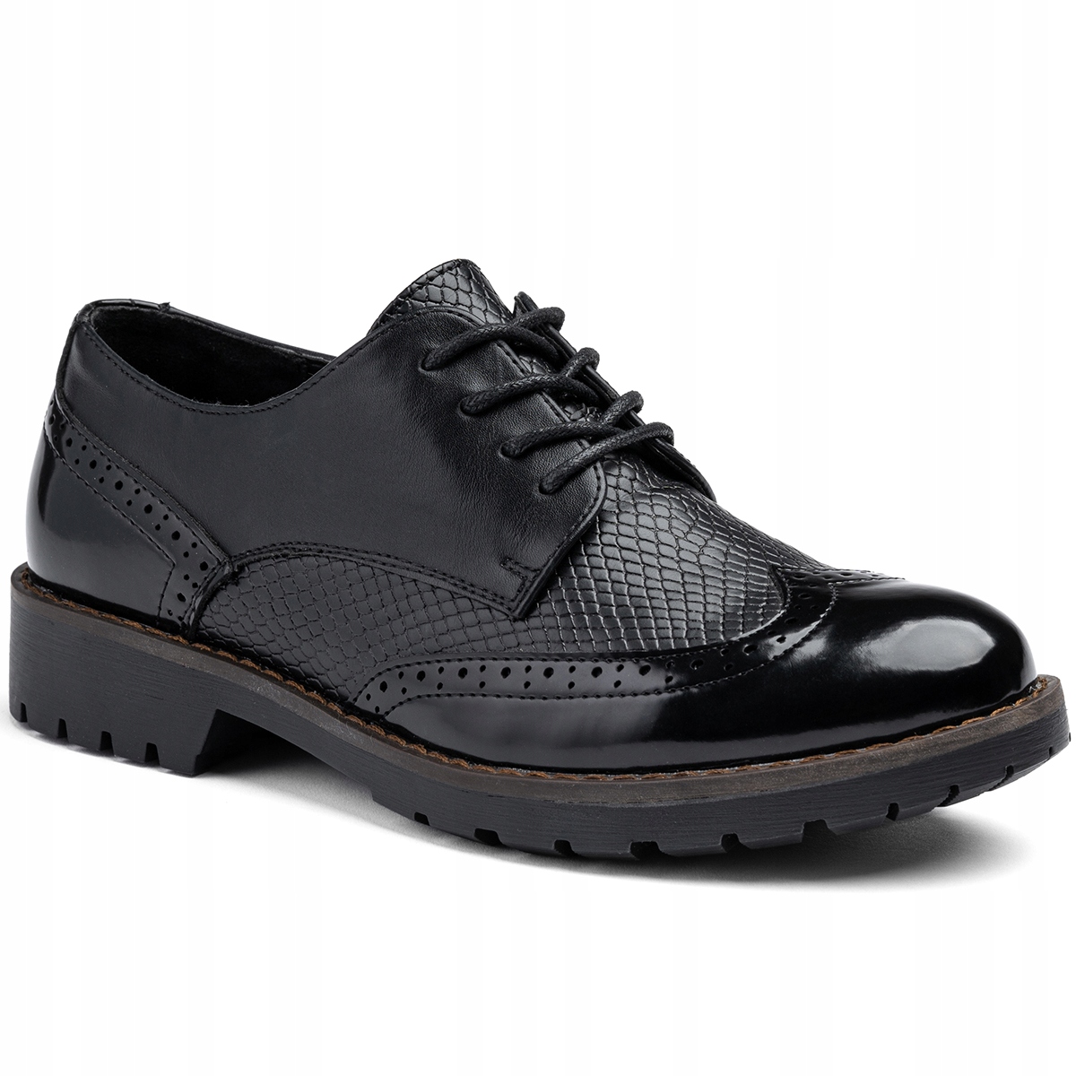 Dámské polobotky oxfordky Elegantní lakované pohodlné volnočasové Wojtyłko 36