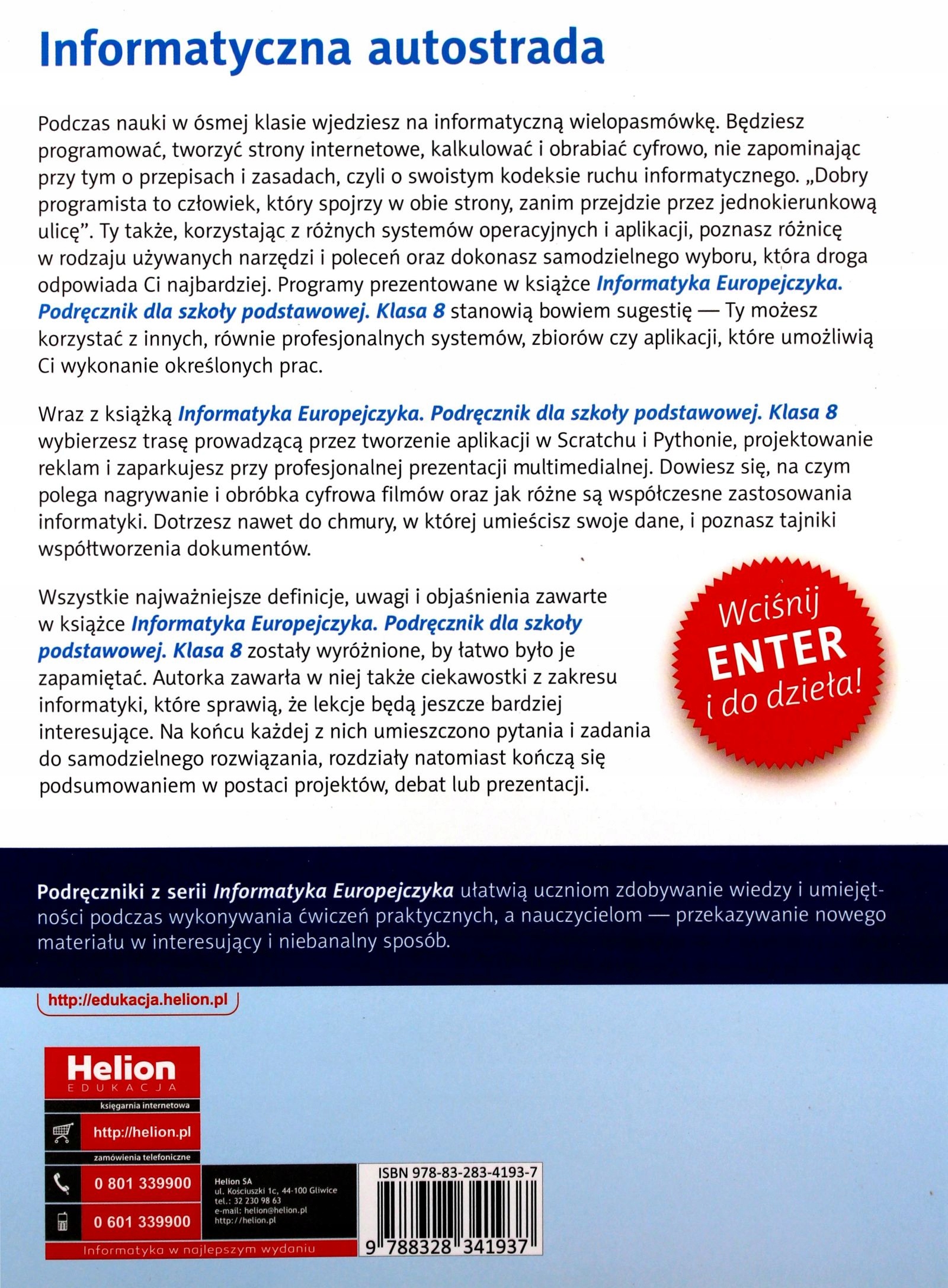 INFORMATYKA EUROPEJCZYKA SZKOŁA PODSTAWOWA 8 PODRĘ Stan opakowania oryginalne