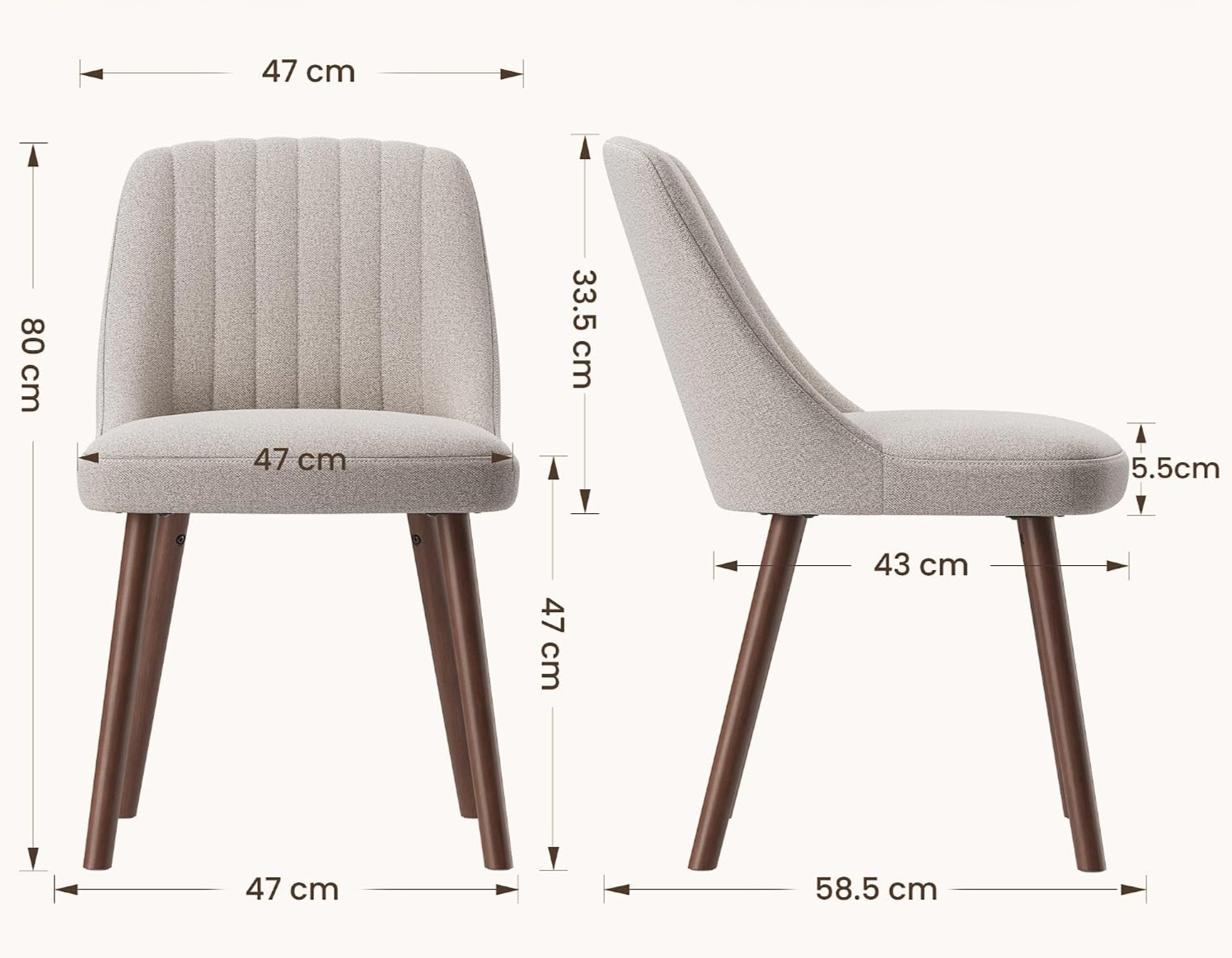 2 x Jídelní židle Sada 2 kusů Malol DCW21 80x47 cm