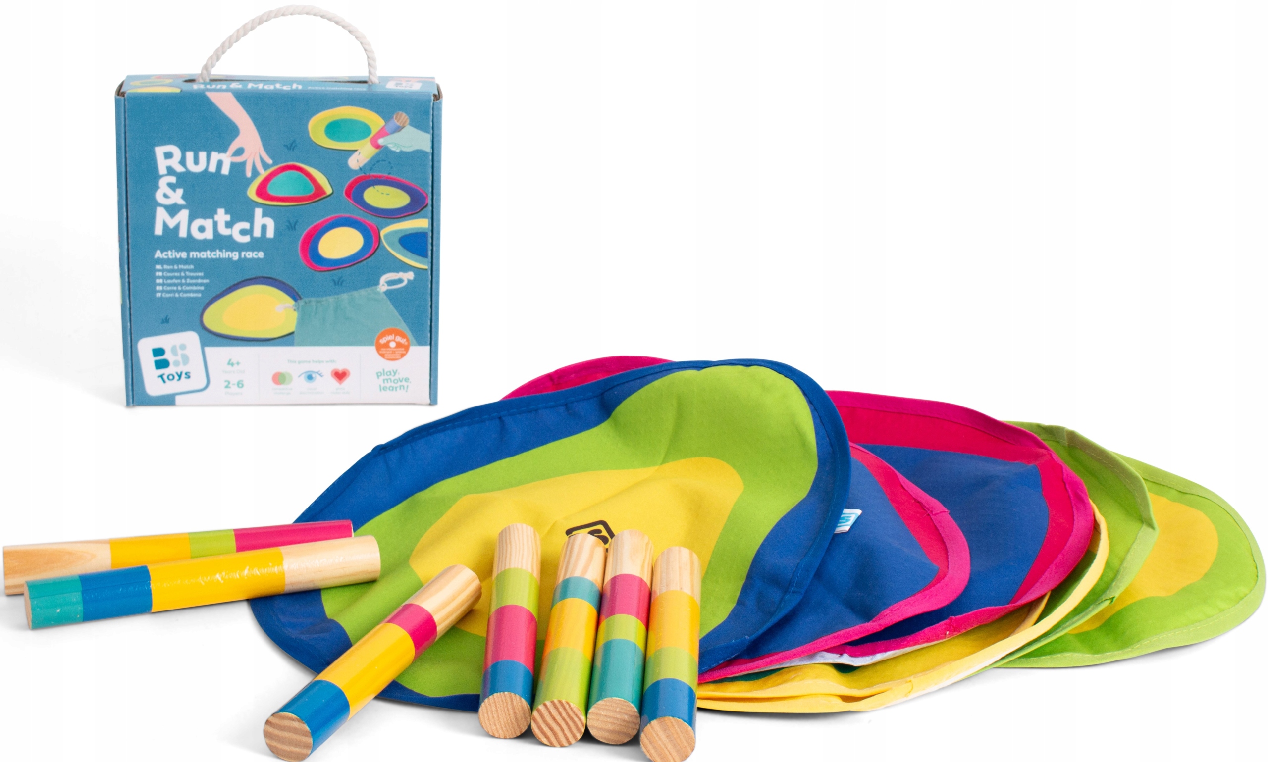 Bs Toys, Gra sportowa, Biegnij dopasuj, Kolorowe Wyspy, 7 materiałowych mat