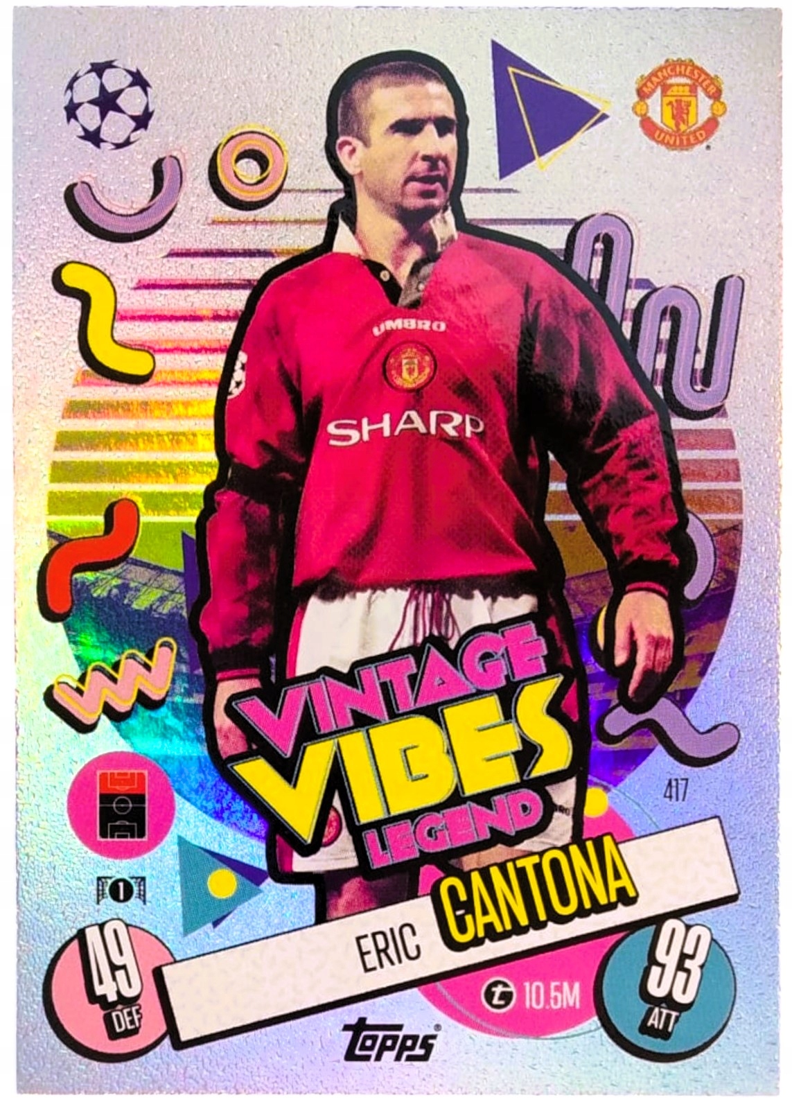 Topps Match Attax 2024-2025 Vintage Vibes Legend 417 Cantona Manchester