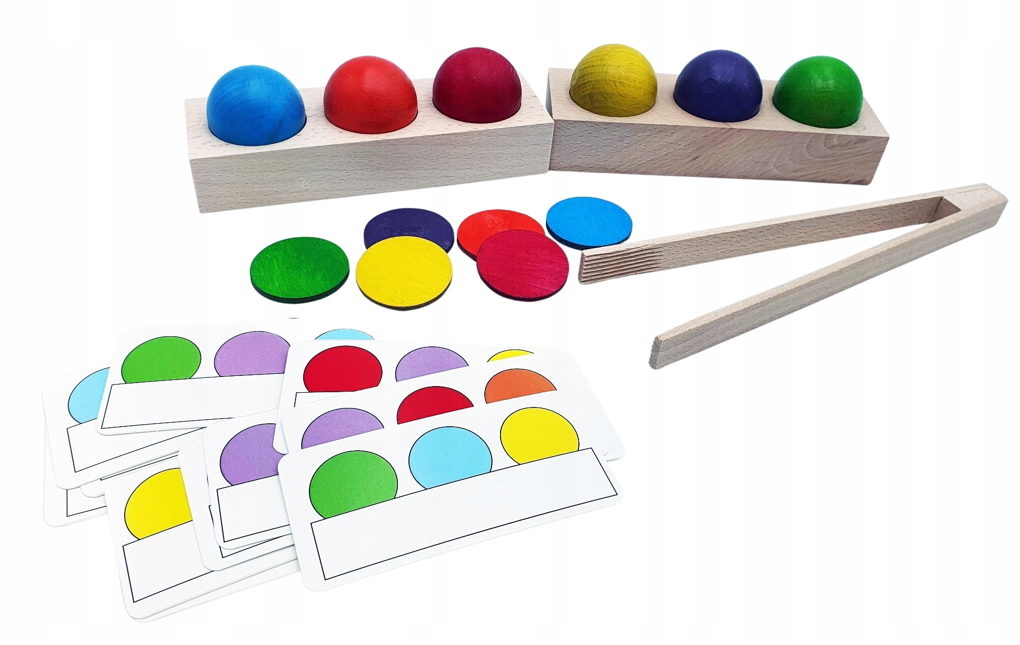 

Sorter Kolorów 6 kulek Żetony Montessori +Karty