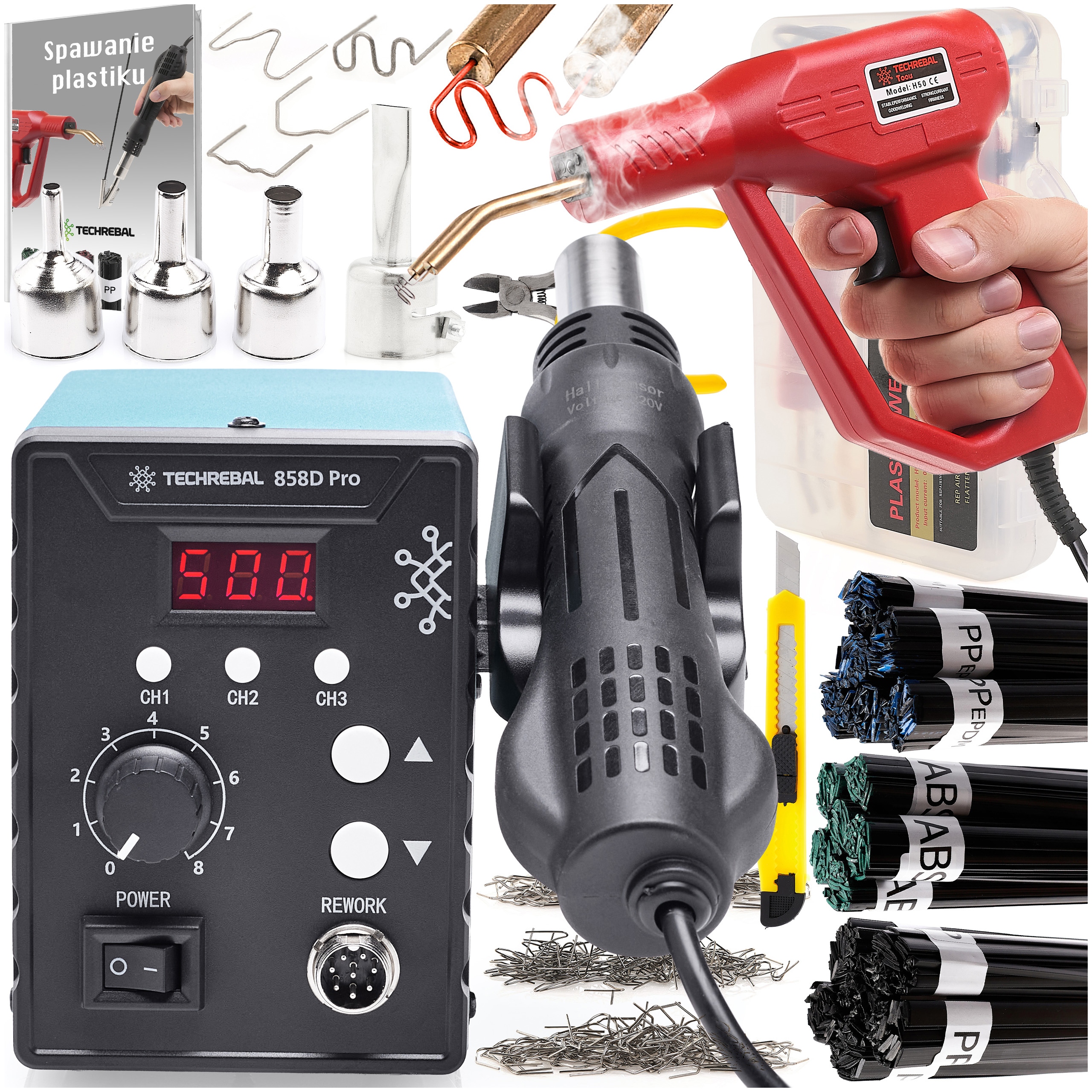 Pájecí stanice 2v1 Hot Air Baňková Techrebal 8586D Pro 700W Regulace