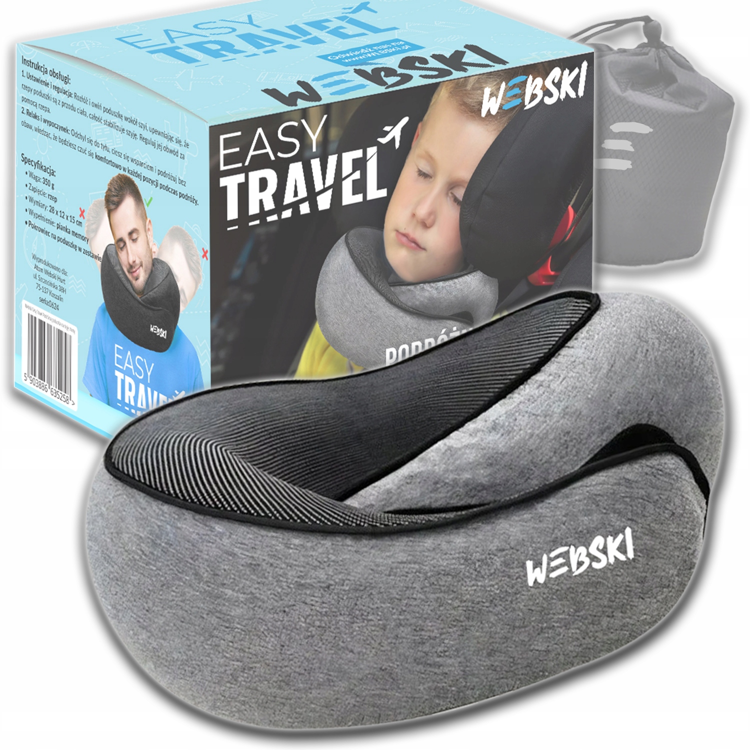 Polštář Cestovní Polštář Rohlík S Paměťovou Pěnou Opěrka Hlavy Na Cesty