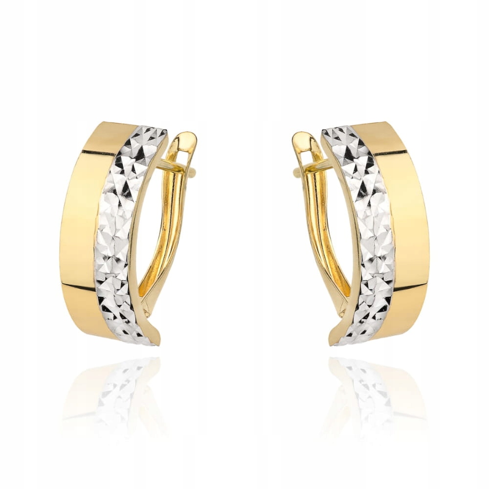 Náušnice zlaté 585 14k s bílým zlatem a diamantováním 1.73g