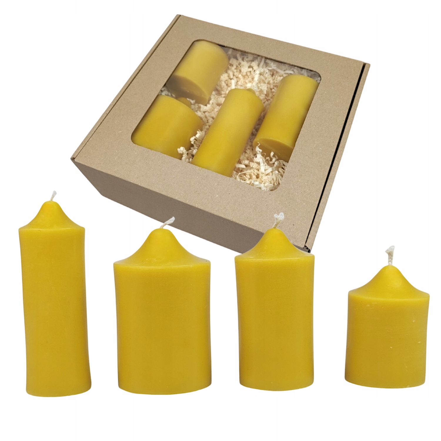 Sada Čtyř Svíček Ze Včelího Vosku 100% Váleček
