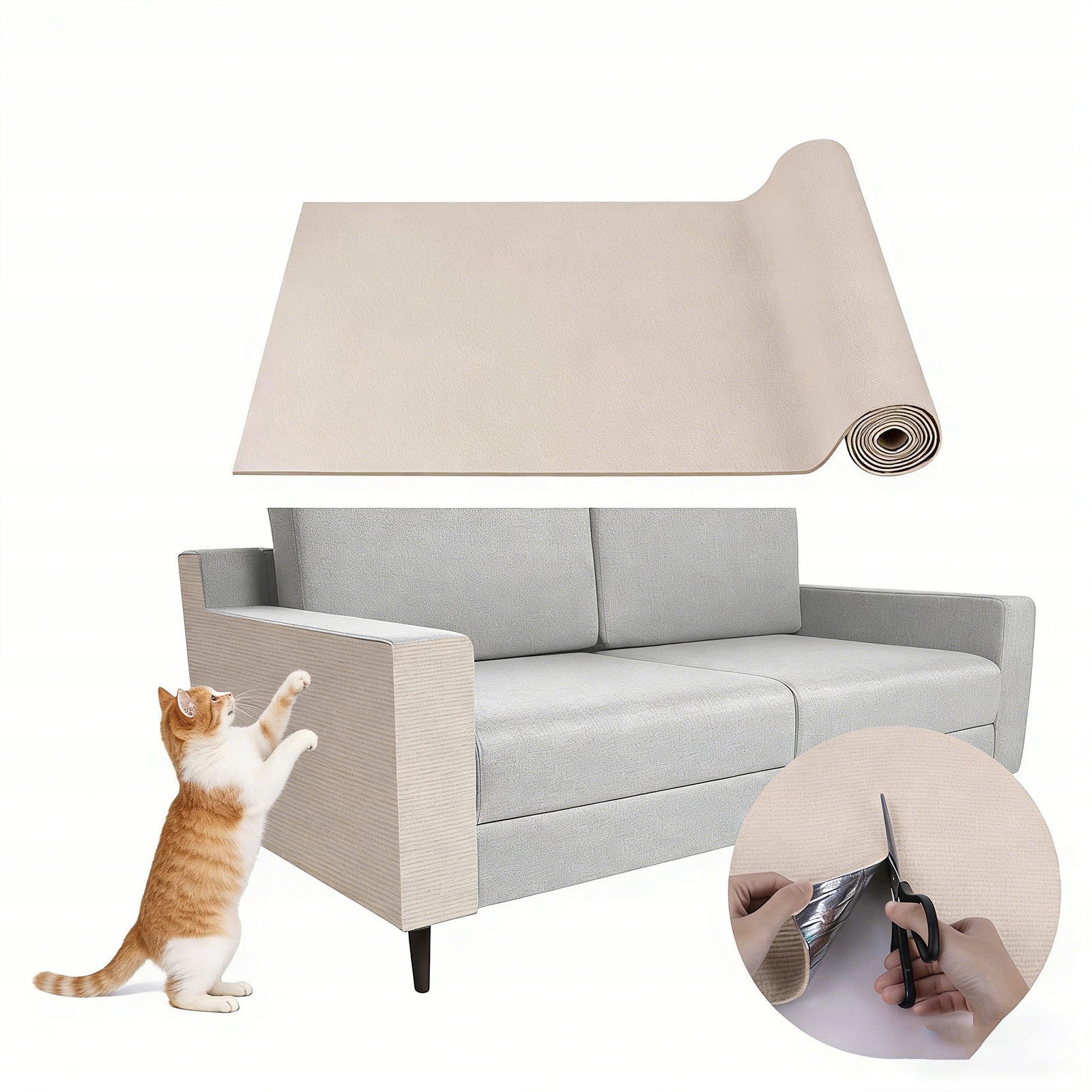 Škrabací podložka pro kočky, samolepicí, odolná ochrana pohovky, 100*40