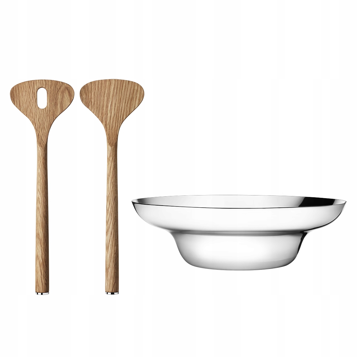 Georg Jensen Alfredo Sada oceľová misa drevené príbory na šalát
