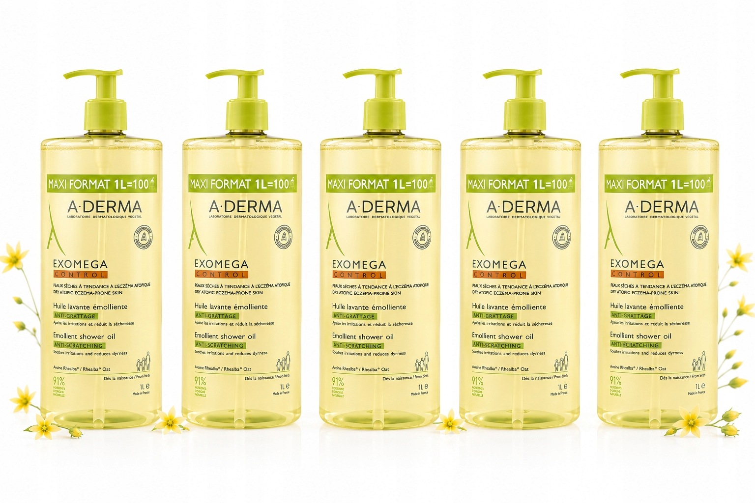 A-Derma Exomega Control Olejek Emolient Do Skóry Atopowej Zestaw 5 × 1 L
