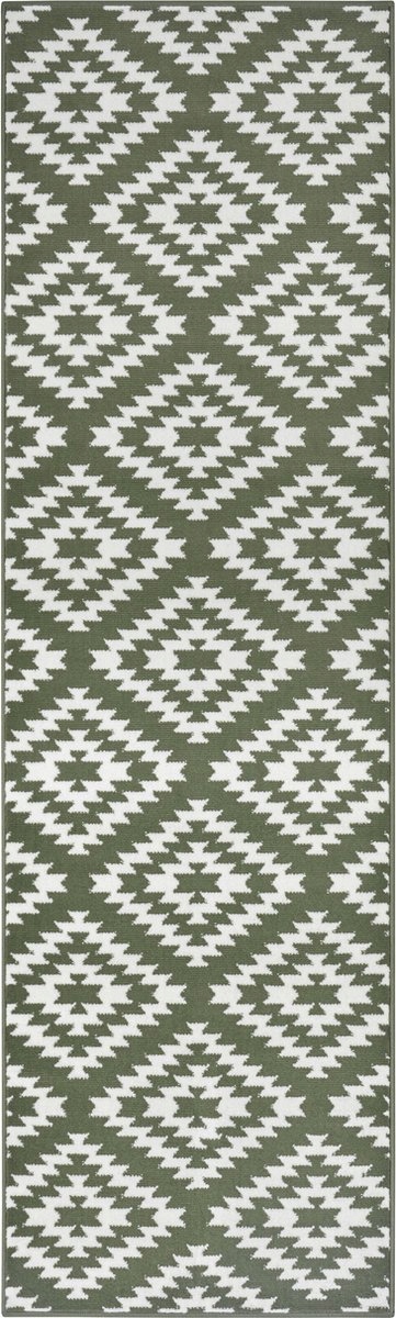 Behúň 80x350 cm na chodbu a predsieň, moderný, zeleno-krémový