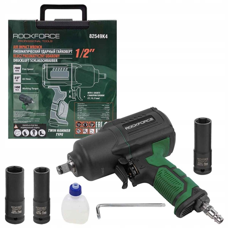 Pneumatický kľúč 1450 nm 1/2" twin hammer Rockforce