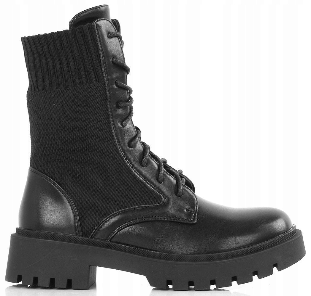 

6979 Czarne Botki Trapery Glany Elastyczne 37