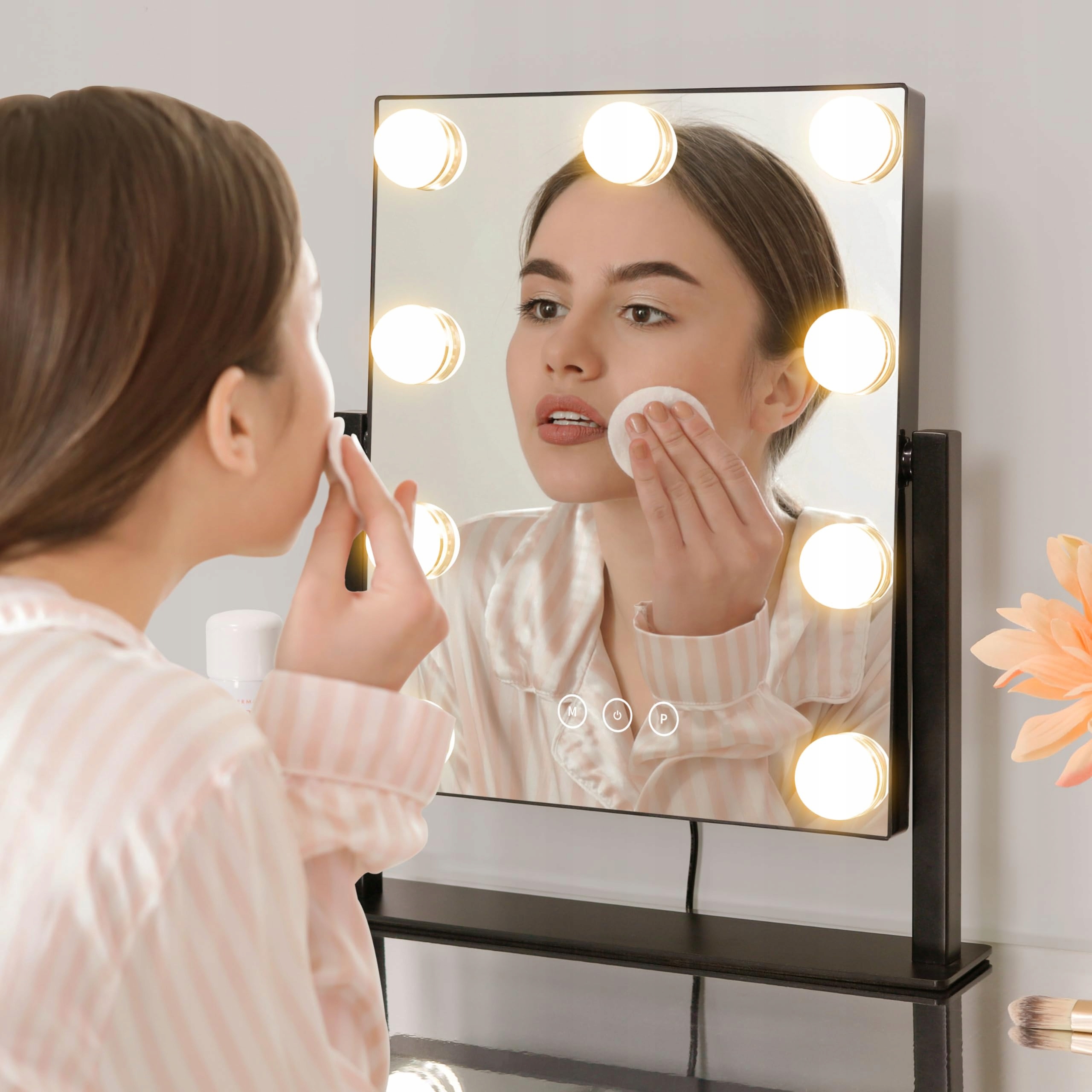 Kosmetické podsvícené zrcátko na make-up 9 Led Hollywood s 9 žárovkami