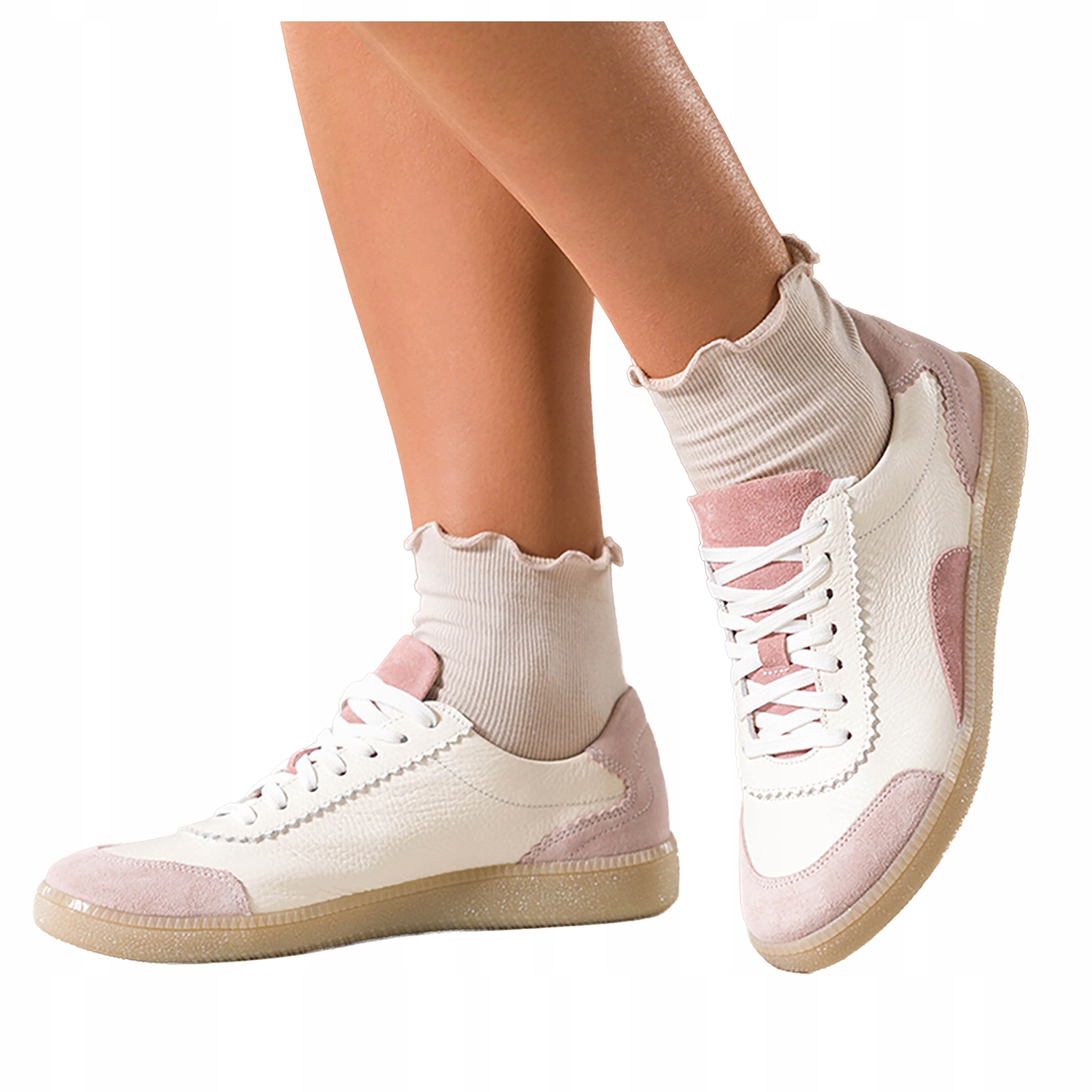 Sneakersy Bílé Dámské Kožené Sportovní Šněrovací Elastické Módní vel. 37