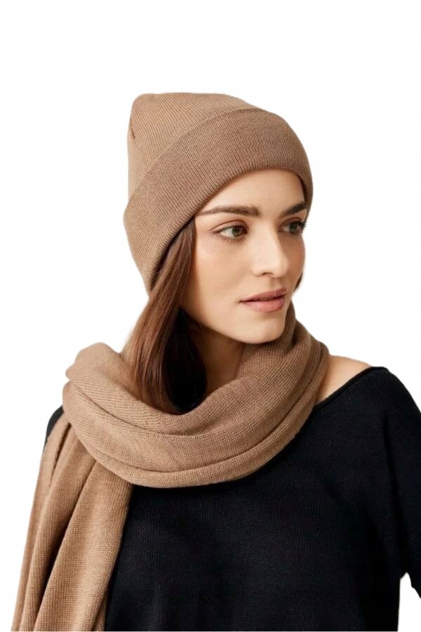 Ander Czapka z 100% Wełny Merino "naomi" Camel – jesień zima prod.PL