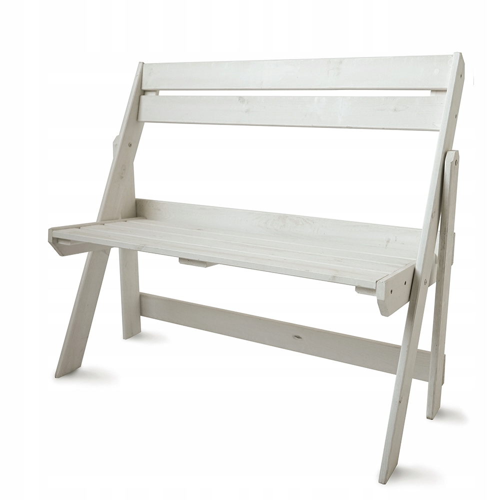 Dřevěná Skládací Zahradní Lavička Na Terasa Balkon Eko 105X46X89 Bílá