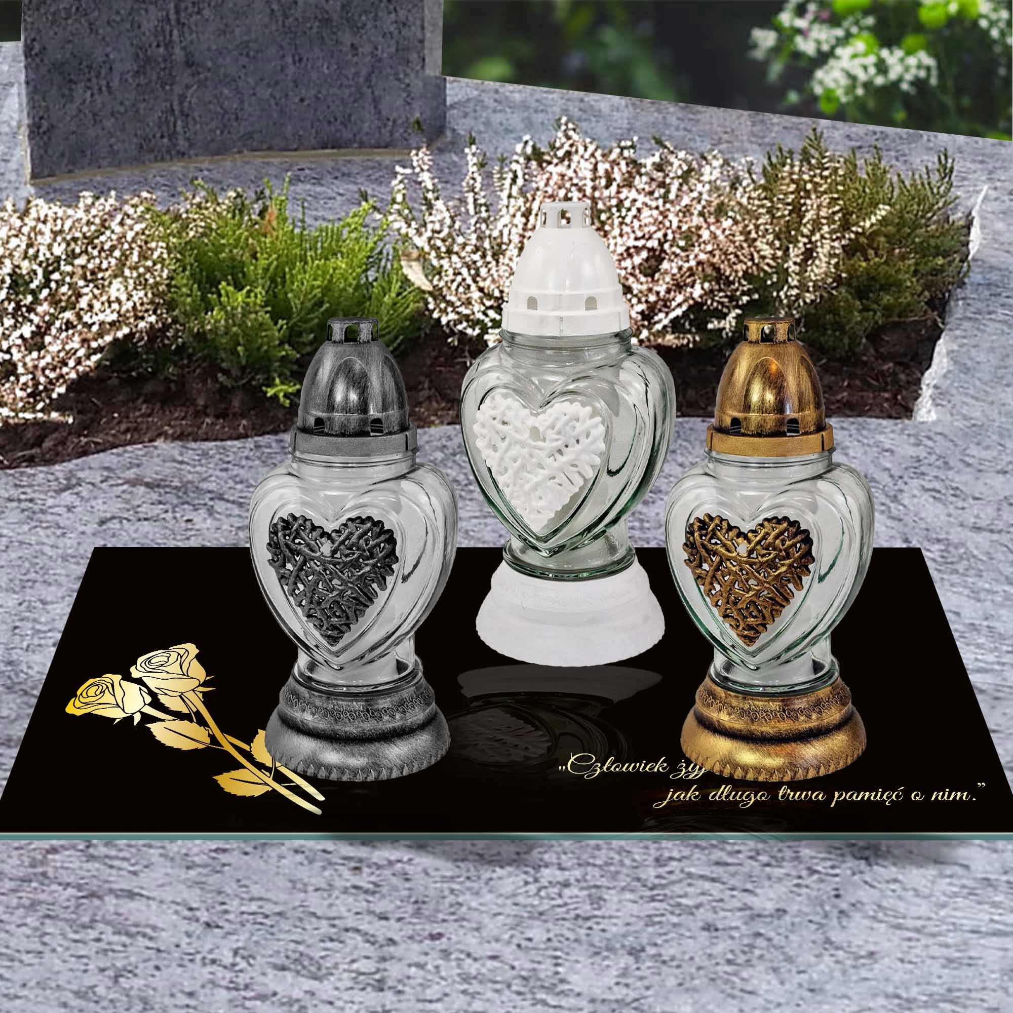 SZKLANA PODSTAWKA POD ZNICZE 60x20cm 487c + napis EAN (GTIN) 5906593133444