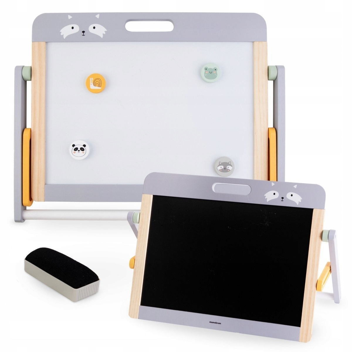 Duża Drewniana Edukacyjna Tablica Dwustronna Magnes i Kreda Kreatywna 2w1