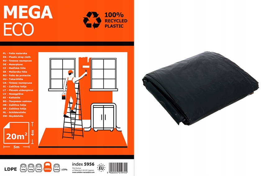 

Folia malarska czarna Gruba Solid 4x5 m 1000g