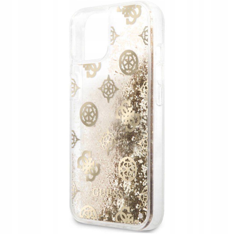 Etui Guess Peony Liquid Glitter na iPhone 13 mini złote Guess