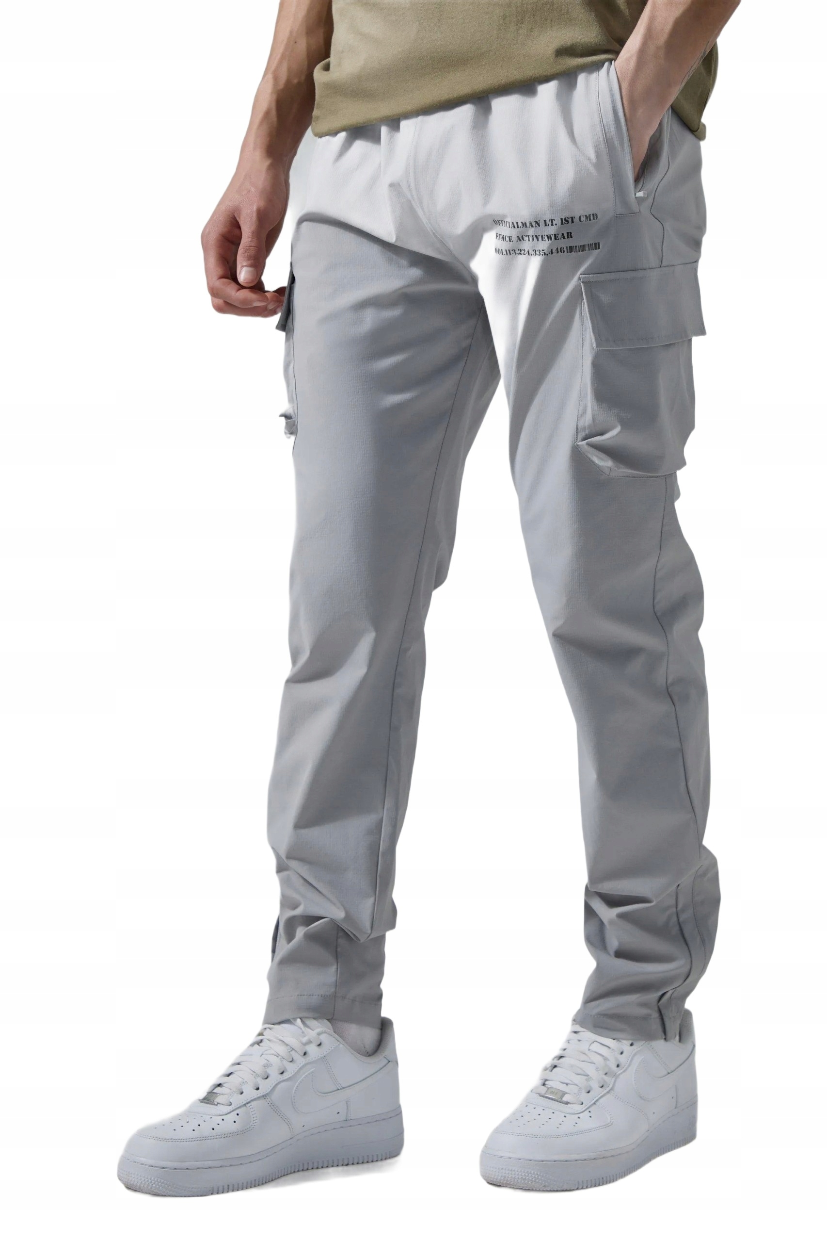 Boohooman Pánské Tepláky Šedé S Kapsami Na Suchý Zip, Z3A