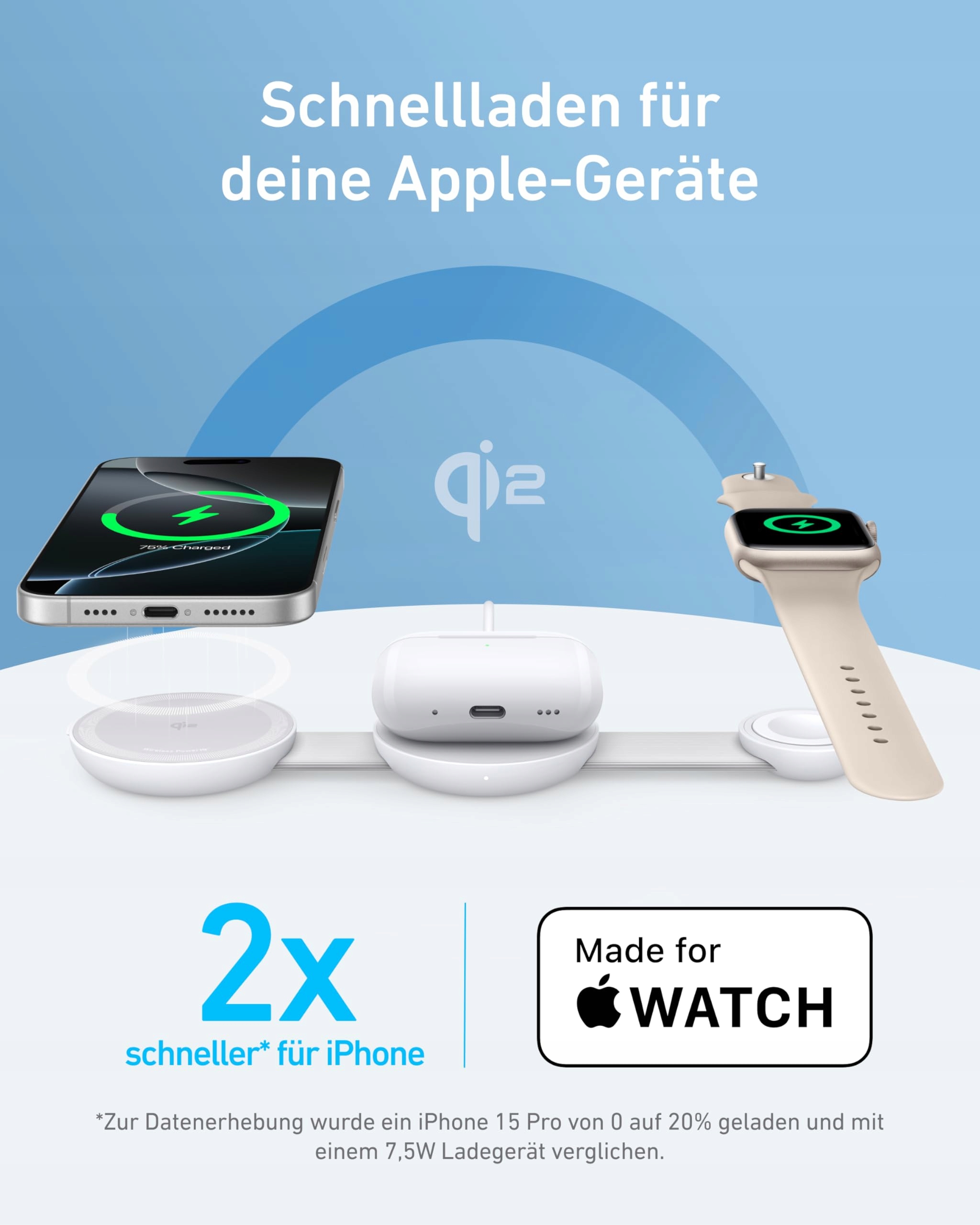 ANKER MagGo 3w1 Bezprzewodowa Stacja Ładowania iPhone AirPods Watch — miniatura 3
