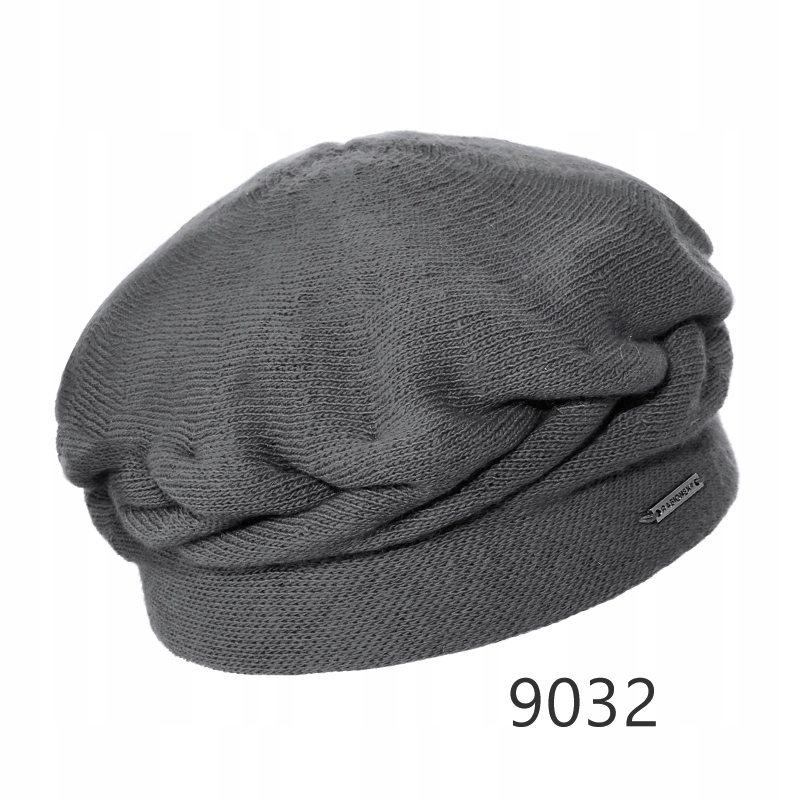 Grafit šedý vlněný baret bez rukávů se stojáčkem, zimní čepice pro ženy, cop
