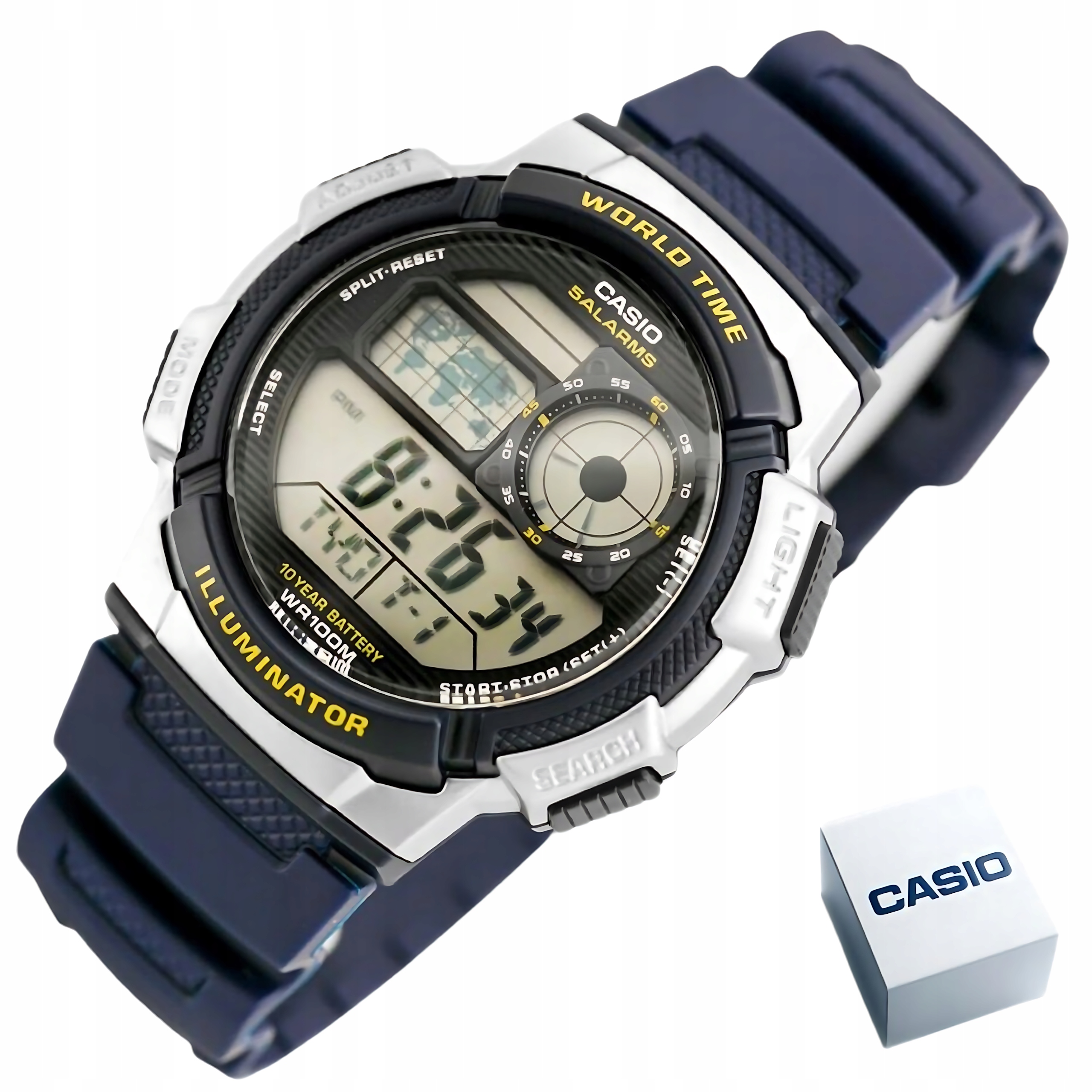 Pánské Hodinky Casio AE-1000W-2AV Tmavě modrá Pevná vodotěsná krabička WR100