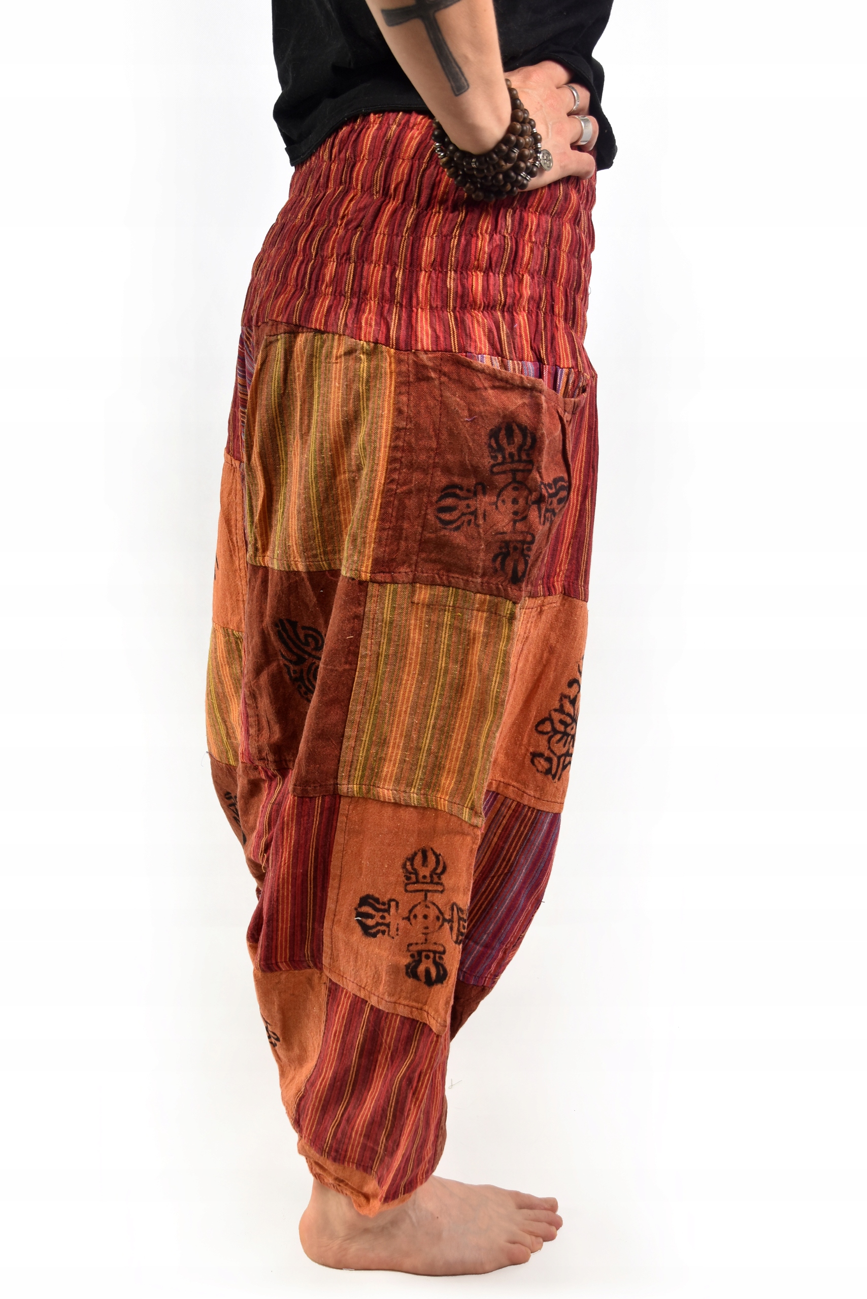 Szarawary NEPAL Alladynki SZEROKI PAS patchwork Rozmiar uniwersalny