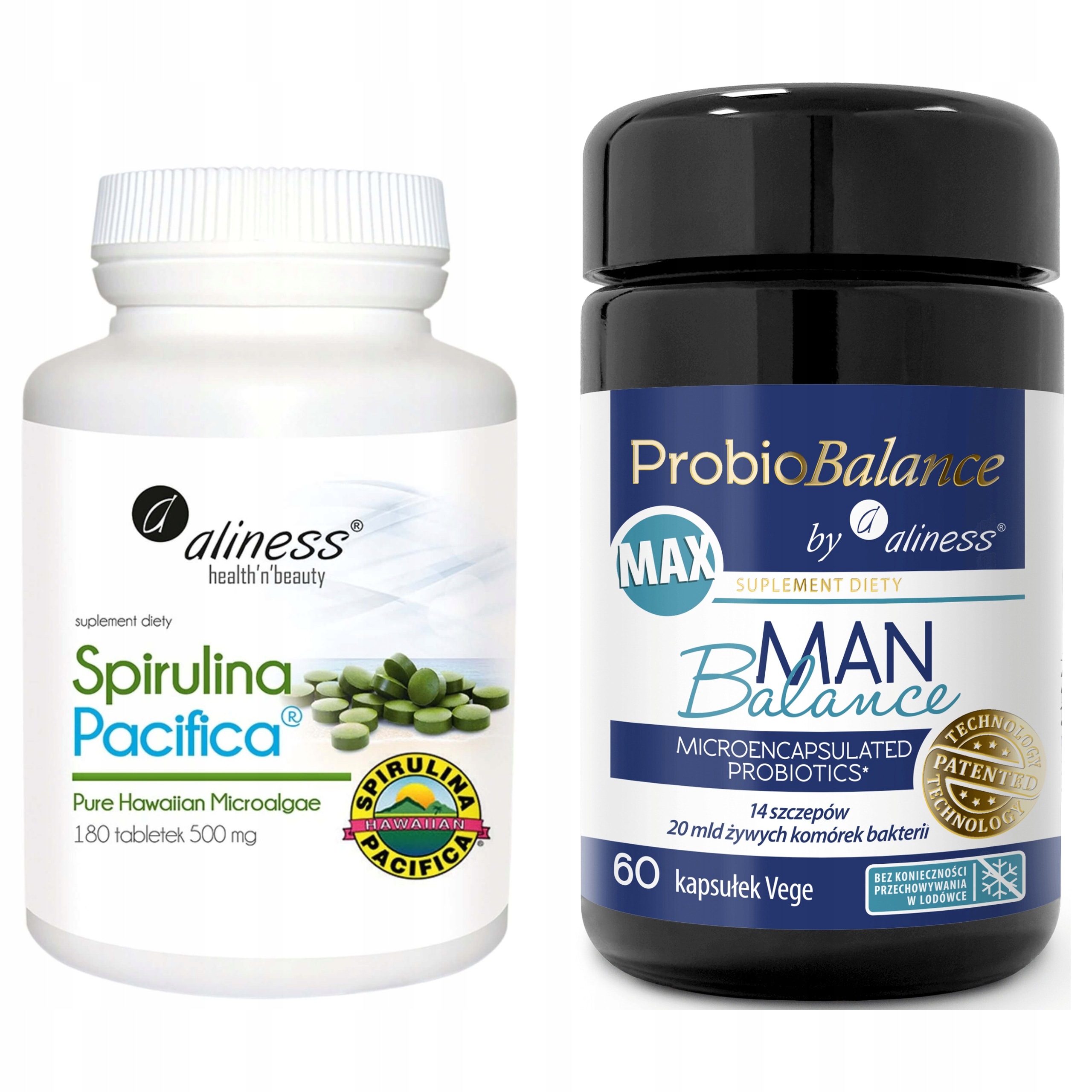 Spirulina Hawajska Probiobalance Max Man Aliness Duo 180 Tab. 60 Kaps.