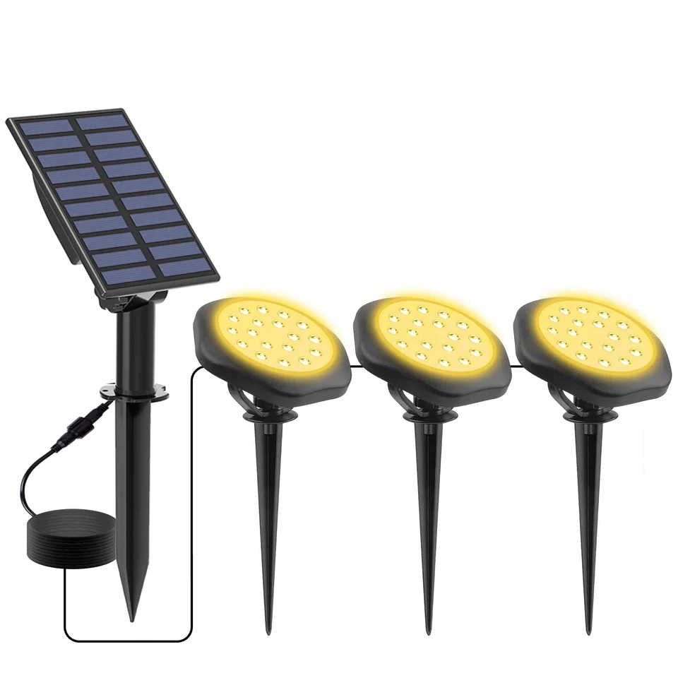 Solární Led lampy 3x1W 3000K IP68 zahradní jezírko, senzor soumraku