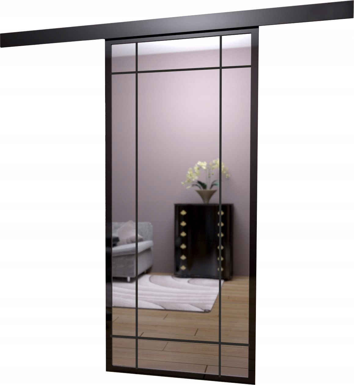 Drzwi Szklane Przesuwne System 85cm Lustro 9 Pól