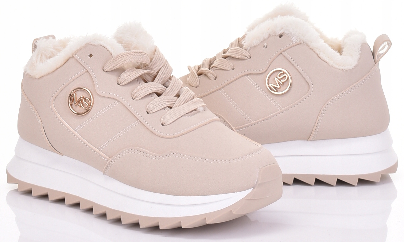 ŚNIEGOWCE DAMSKIE OCIEPLANE FUTERKO BEŻOWE MODNE