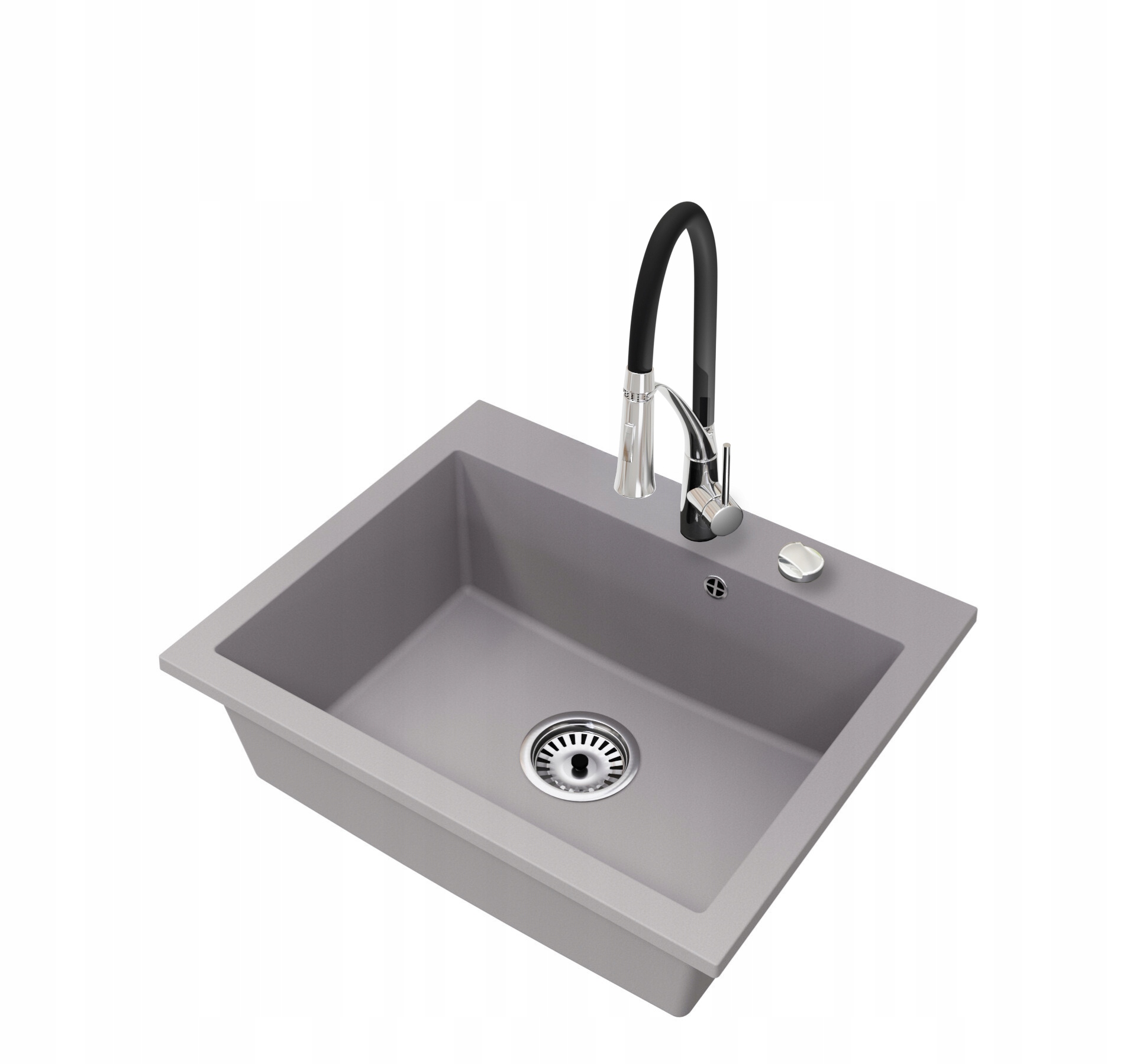 Granitový dřez Jednokomorový Elite 60 Baterie Sifon Chrom Automat