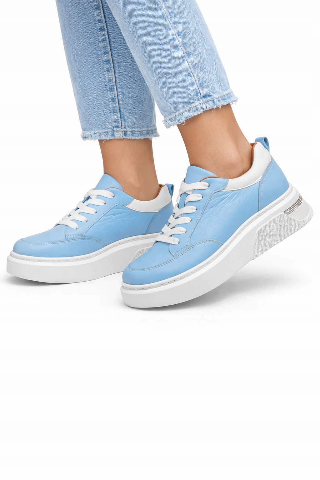 Modré Dámské Sportovní Boty S Bílou Podrážkou A Zirkony 39 Opa