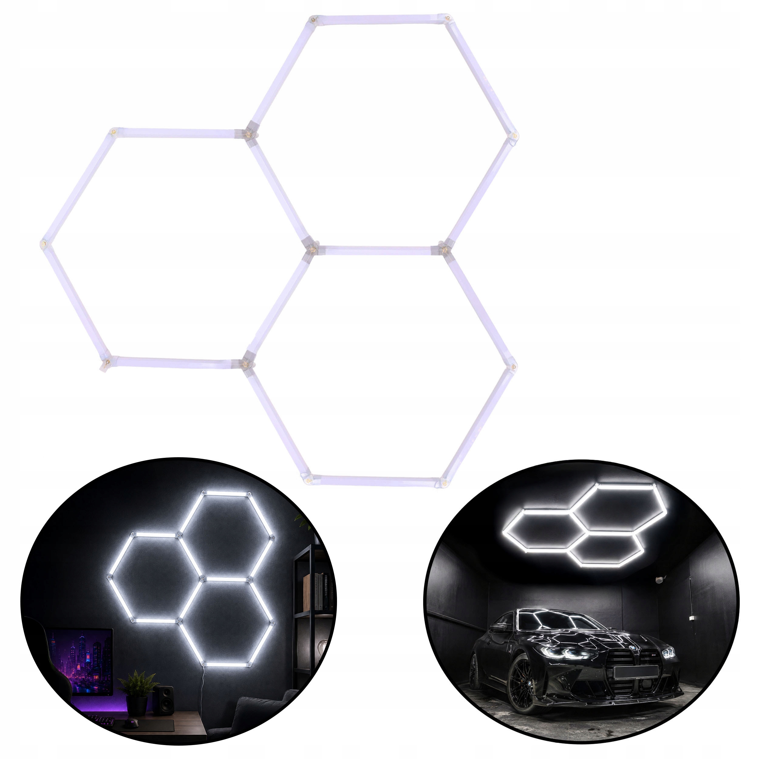 Led Lampa Hexagon 120W 6500K Modulárny Stropný Panel Garážová Dielňa