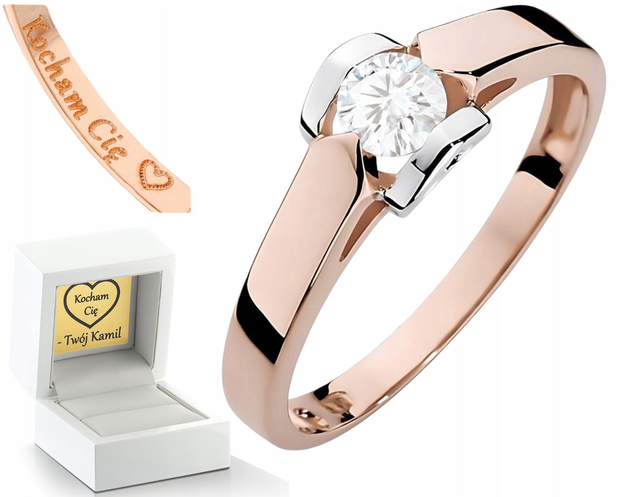 Růžové Zlato Prstýnek Laboratorní Briliant Zásnubní Drť 585