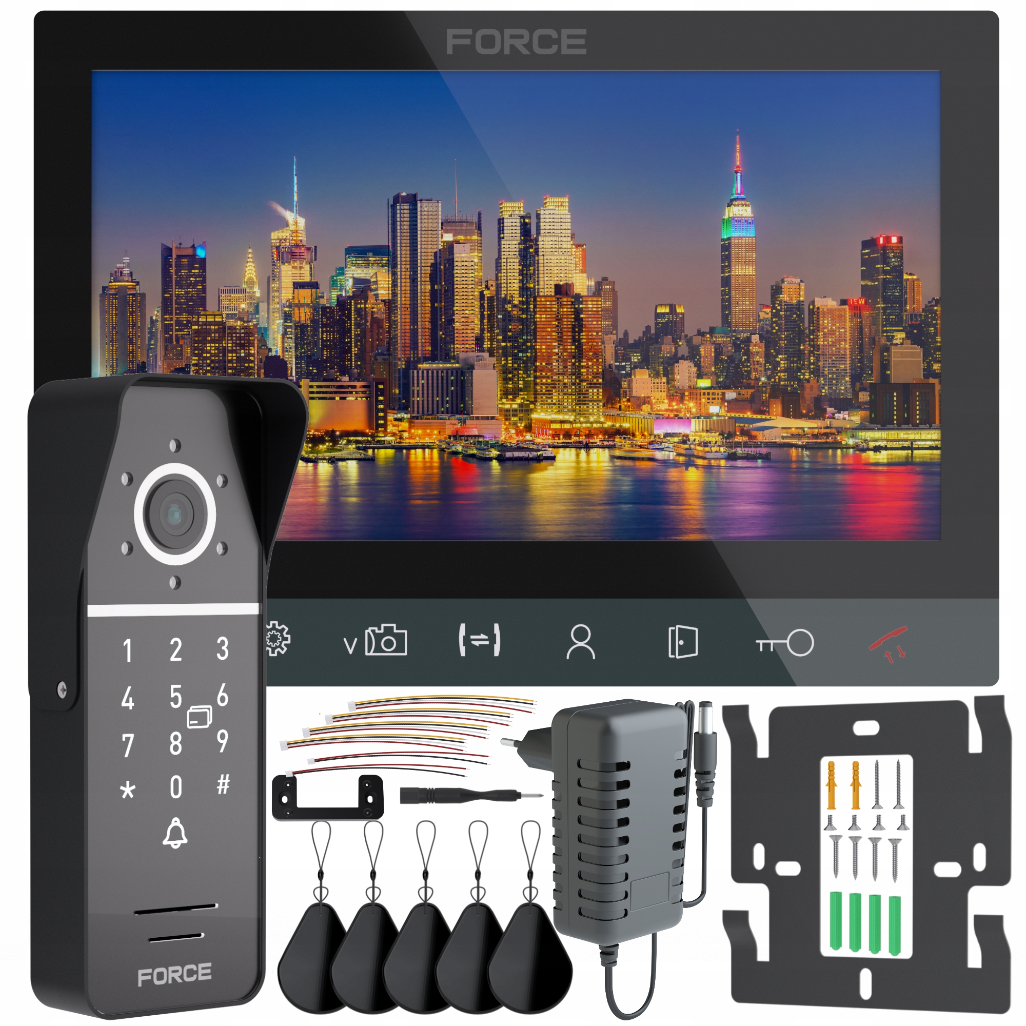 Videotelefon Force Ingo 7" Černý Full Hd Čtečka Klíčenek Brána