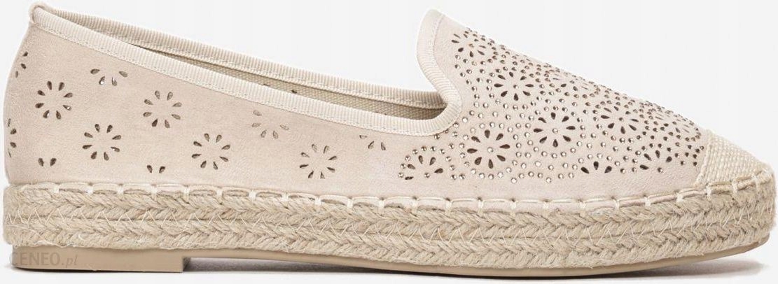 BEŻOWE AŻUROWE ESPADRYLE DAMSKIE 39 Długość wkładki 24 cm