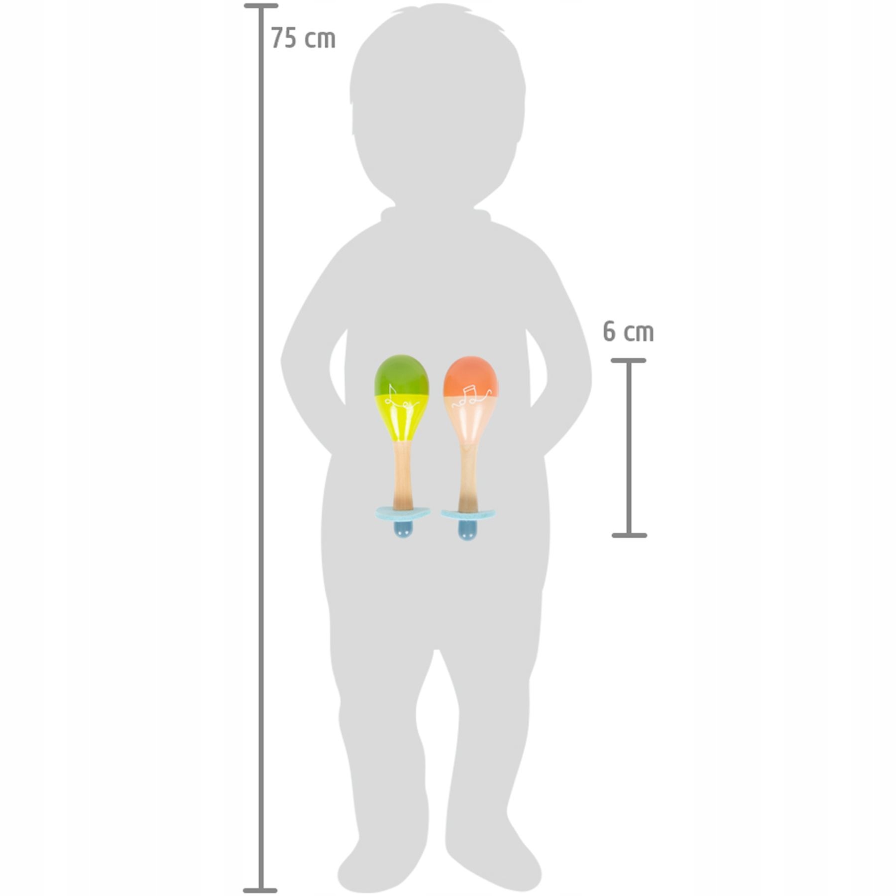 MARAKASY 2 Grzechotki drewniane PASTELOWE 16 cm Materiał drewno