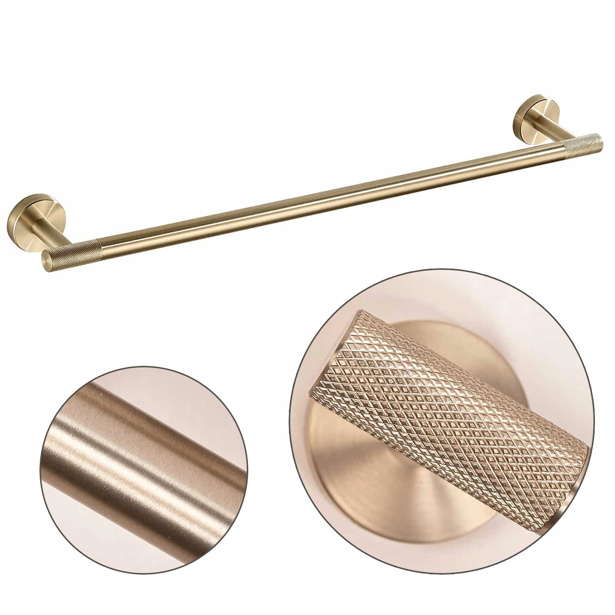 Jednoramenný koupelnový věšák na zeď, zlatá kartáčovaná tyč