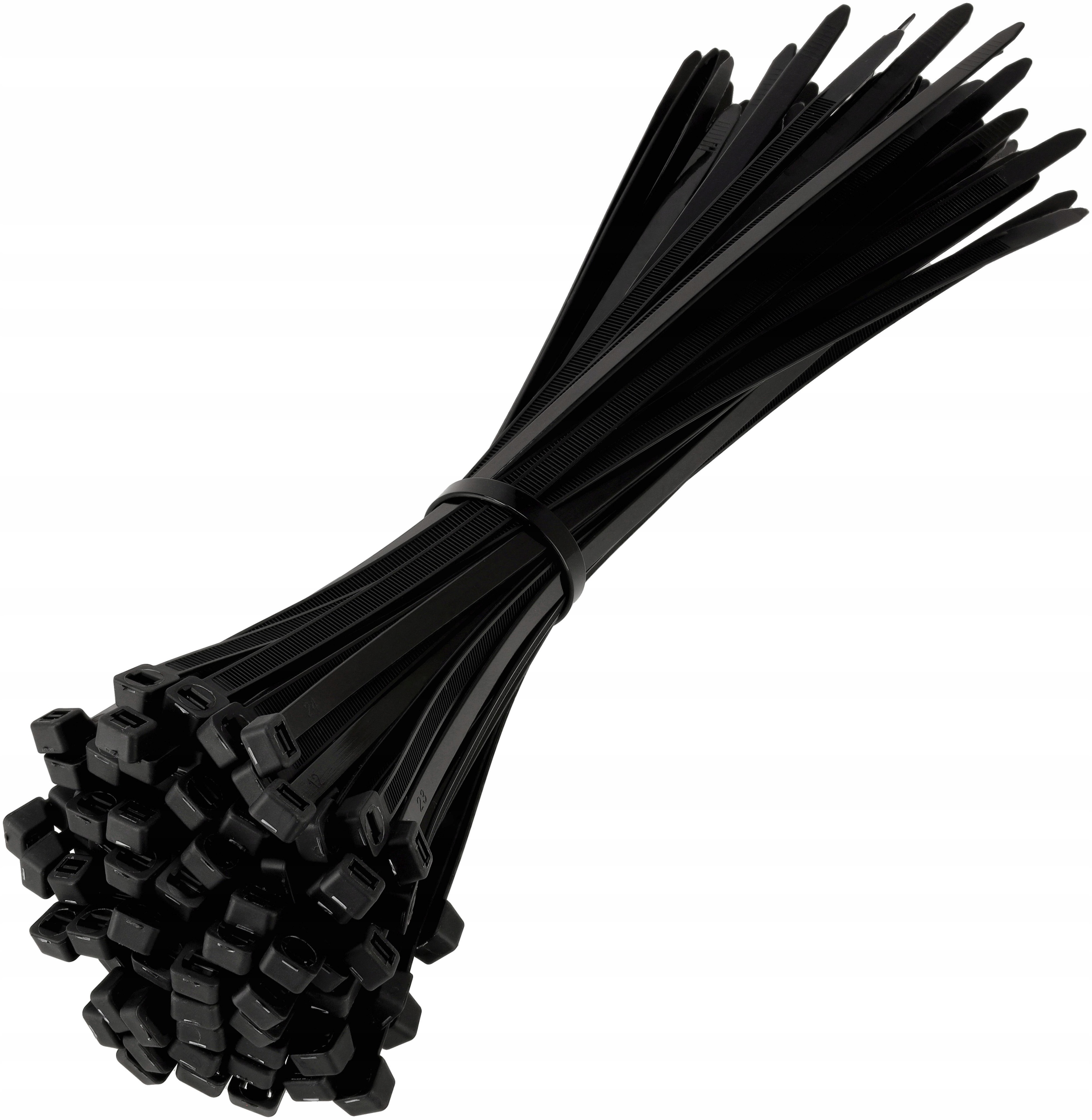 100x OPASKI ZACISKOWE KABLOWE CZARNE DUŻE 7,6x350 Długość 350 mm